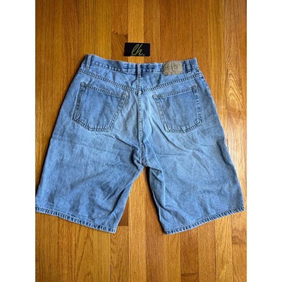 Size 34 Vintage Bugle Boy Gold Crest Baggy Fit Jean Shorts - Picture 7 of 8